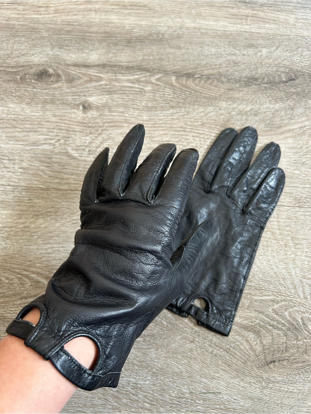 Vintage Black Leather Driving Gloves